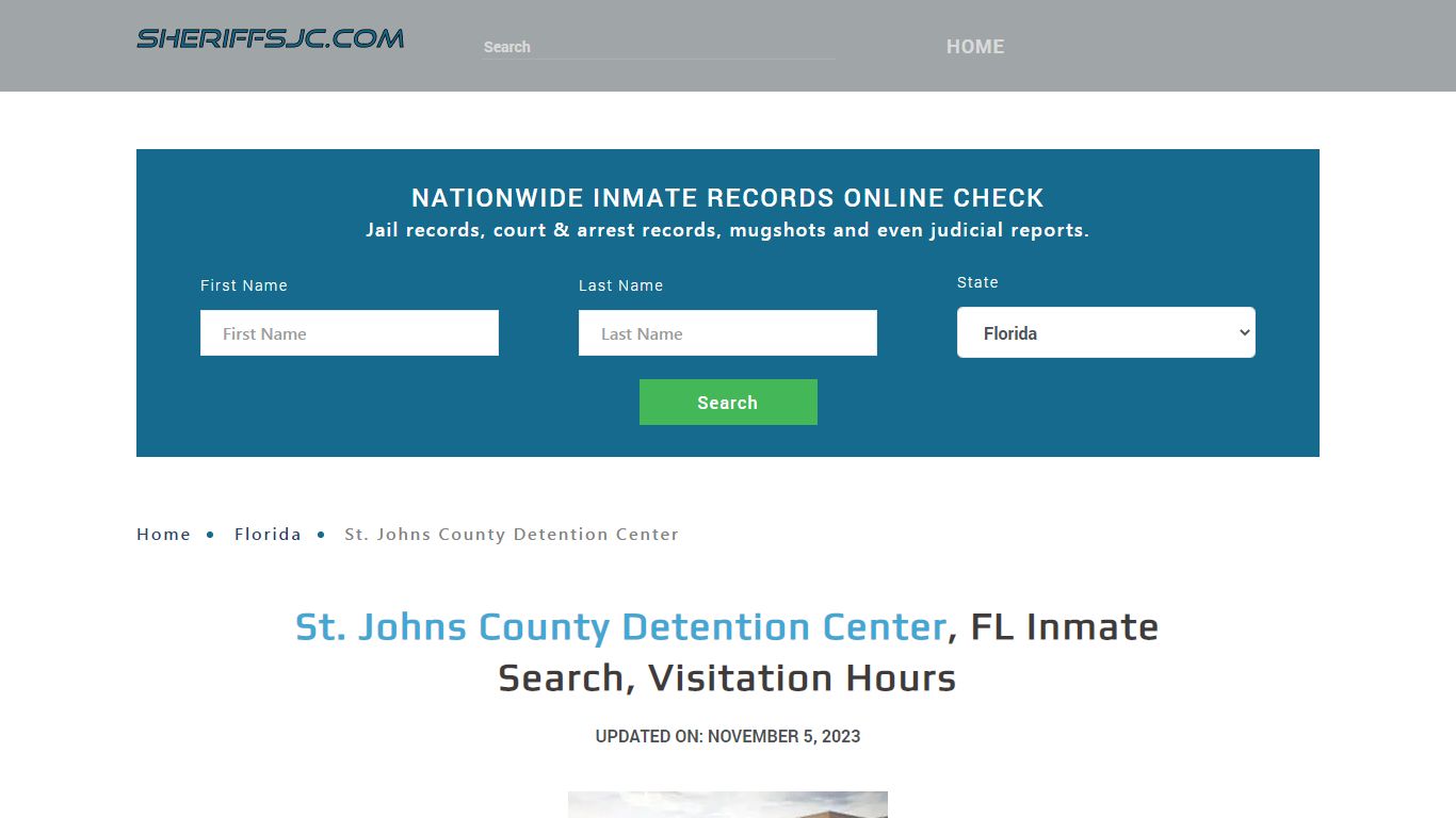 St. Johns County Detention Center, FL Inmate Search, Visitation Hours