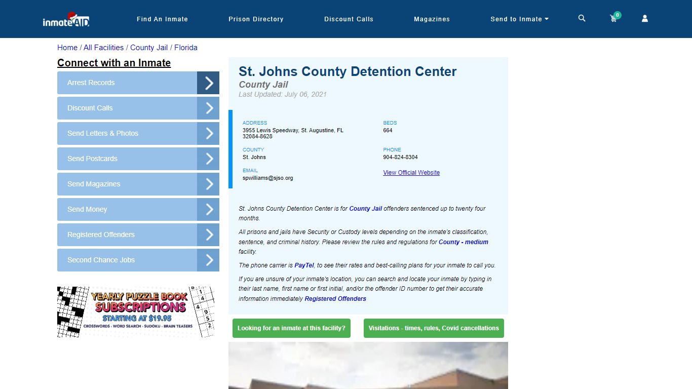 St. Johns County Detention Center - Inmate Locator - St. Augustine, FL