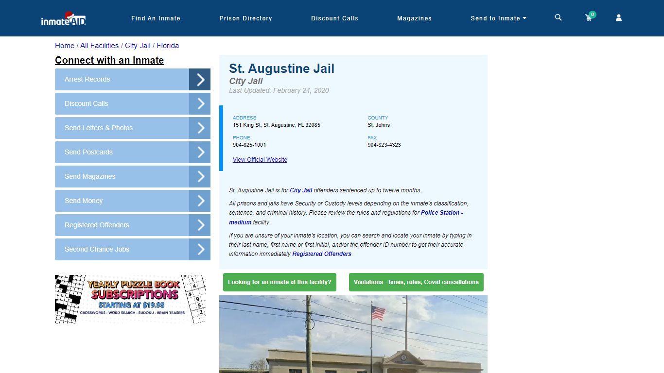 St. Augustine Jail | Inmate Locator